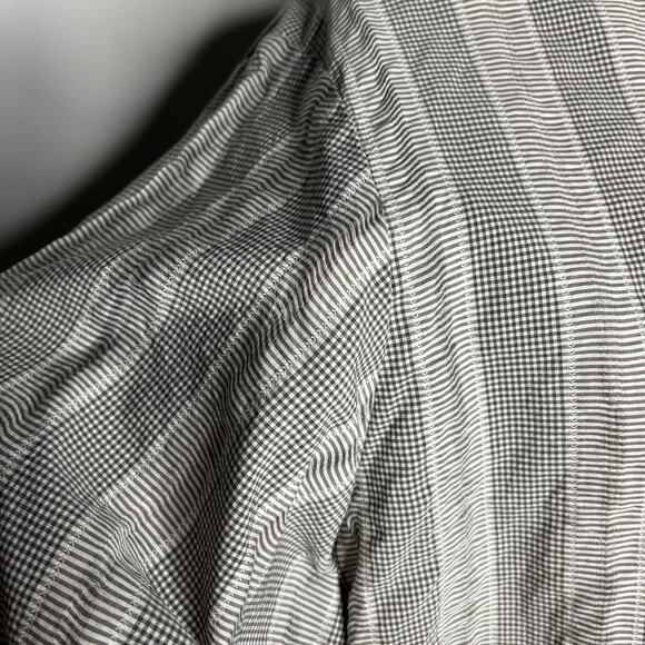 Lara Krude Women's Blouse Size XS Gray Check Stripe Cotton Artisan Lagenlook - Picture 6 of 12